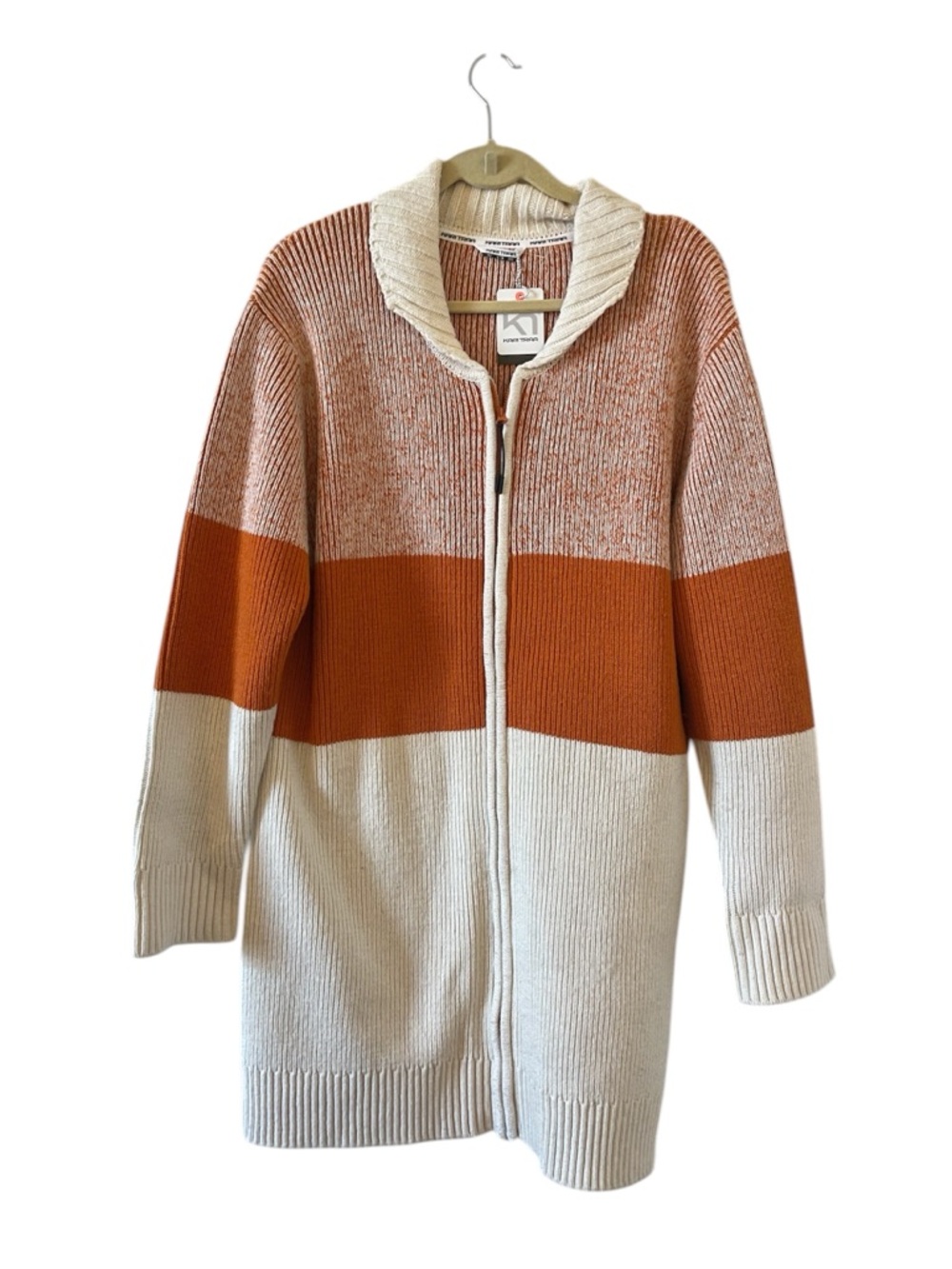 Kari Traa Himle Wool Blend Full Zip Cardigan Color Blocked Design Size L NWT